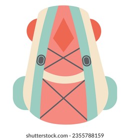 Vector illustration on the theme of camping in the style of the groove 70-80s. Camping backpack