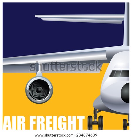 Vector illustration on the theme of cargo air transportation. stylized large cargo plane