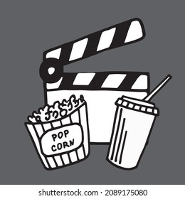 vector illustration  on the theme of cinema in the style of doodle