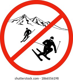 
Vector illustration on the theme of the closure of ski resorts. Restrictions due to coronavirus, lockdown