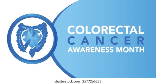 Vector illustration on the theme of Colorectal Cancer awareness month. It is a type of cancer that begins in the large intestine. The colon is the final part of the digestive tract.