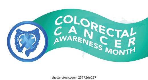 Vector illustration on the theme of Colorectal Cancer awareness month. It is a type of cancer that begins in the large intestine. The colon is the final part of the digestive tract.