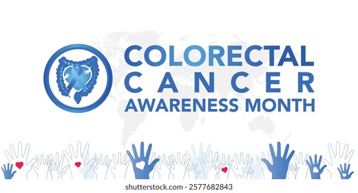 Vector illustration on the theme of Colorectal Cancer awareness month. It is a type of cancer that begins in the large intestine. The colon is the final part of the digestive tract.