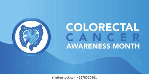 Vector illustration on the theme of Colorectal Cancer awareness month. It is a type of cancer that begins in the large intestine. The colon is the final part of the digestive tract.