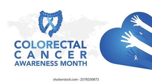 Vector illustration on the theme of Colorectal Cancer awareness month. It is a type of cancer that begins in the large intestine. The colon is the final part of the digestive tract.