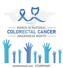 Ilustración vectorial sobre el tema del mes de concienciación sobre el cáncer colorrectal. Es un tipo de cáncer que comienza en el intestino Grande. El colon es la parte final del tracto digestivo.	