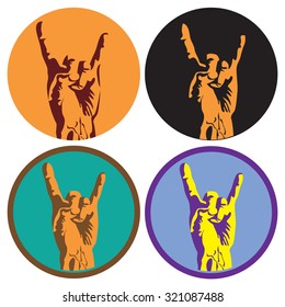 Vector illustration on the theme of cool gestures, rock music and modern sub culture