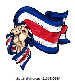 Vektorgrafik zum Thema des Unabhängigkeitstags von Costa rica. Hände mit nationalen Flaggen von Costa rica 