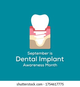 Ilustración vectorial sobre el tema del mes de sensibilización de los implantes dentales que se observa cada año durante septiembre.