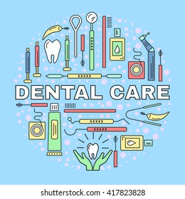 Vector illustration on theme dental care and protection. All objects are conveniently grouped  and are easily editable.