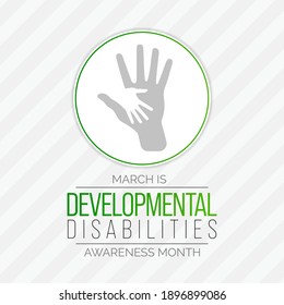 Vector illustration on the theme of Developmental Disabilities awareness month. They are a group of conditions due to an impairment in physical, learning, language, or behavior areas.