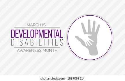 Vector illustration on the theme of Developmental Disabilities awareness month. They are a group of conditions due to an impairment in physical, learning, language, or behavior areas.