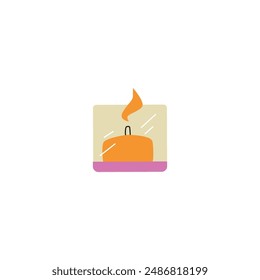 Vector illustration on the theme of Dia de los Muertos with a burning paraffin candle, a key element of the traditional Latin festival, on an isolated background.