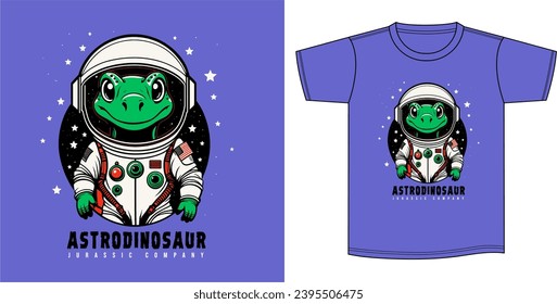 Ilustración vectorial sobre el tema del astronauta de dinosaurios. Diseño de la camiseta de ropa interior de moda. Silkscreen.