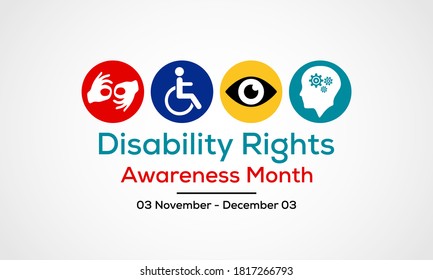 Vector illustration on the theme of Disability rights awareness month observed each year from November 3rd to December 3rd.