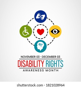 Vector Illustration On The Theme Of Disability Rights Awareness Month Observed Each Year From November 3rd To December 3rd.