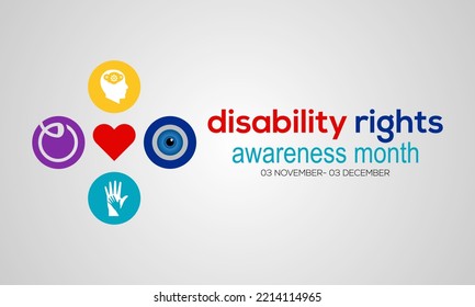 Vector illustration on the theme of Disability rights awareness month observed each year during November banner, Holiday, poster, card and background design.