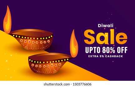Vector illustration on the theme of the diwali sale banner . deepavali light and fire festival background
