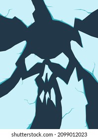 vector illustration on the theme of ecology, ecological crisis, global warming, melting glaciers, saving glaciers. floating melting ice floes form a skull. can be used as social environmental poster.
