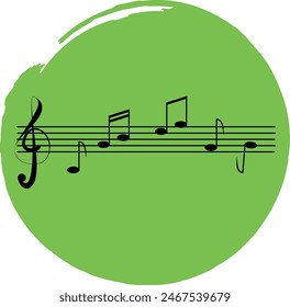 Ilustración vectorial sobre el tema de la educación.Treble clef y notas. En estilo de arte de línea. Blanco y negro. Vector.