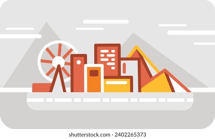 Vector illustration on the theme of Egypt and pyramids in geometric flat style.