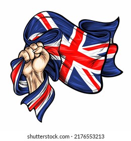 Vector Illustration on the theme england Independence Day. Hands with union jack flags. Vector of the national flag of england