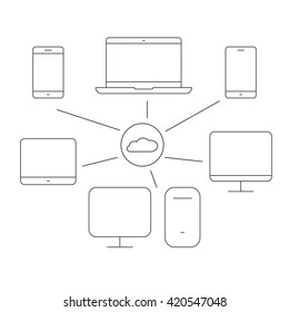 Vector illustration on the theme equipment and communication