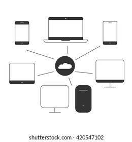 Vector illustration on the theme equipment and communication