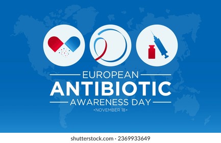 Vector Illustration On The Theme Of European Antibiotic Awareness Day, November 18. European Antibiotic Awareness Day Template For Banner, Poster With Background.