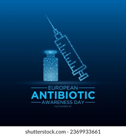 Vector Illustration On The Theme Of European Antibiotic Awareness Day, November 18. European Antibiotic Awareness Day Template For Banner, Poster With Background.