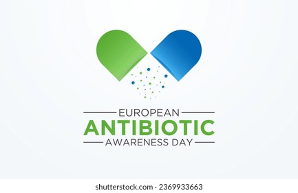 Ilustración De Vectores Sobre El Tema Del Día Europeo De Concienciación Sobre Los Antibióticos, 18 De Noviembre. Plantilla Del Día Europeo De Concienciación Sobre Los Antibióticos Para Carteles, Afiche Con Antecedentes.