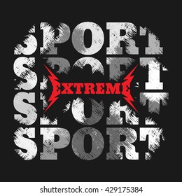 Vector illustration on the theme of extreme sports. Grunge design. Sport typography, t-shirt graphics, poster, banner, print, flyer, postcard