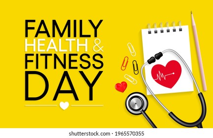 Vector illustration on the theme of Family health and fitness day observed every year during June.