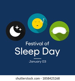 Vector illustration on the theme of Festival of sleep day observed each year on January 3rd.