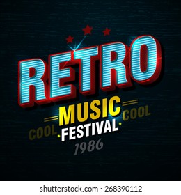 Vector illustration on the theme of the festival retro design composition, beautiful vintage background, volumetric letters