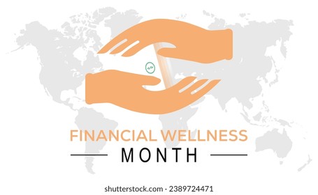 Vector illustration on the theme of Financial Wellness Month observed each year during January.banner, Holiday, poster, card and background design.
