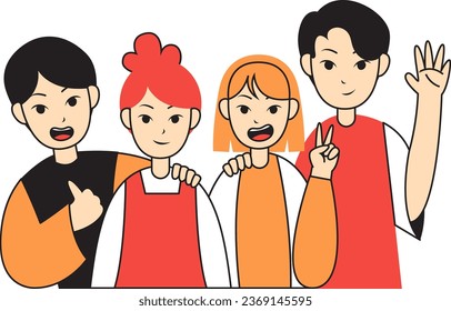 Vector illustration on the theme of fun friendship