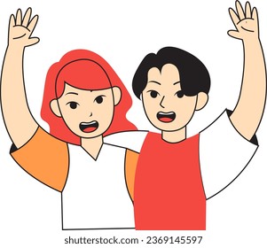 Vector illustration on the theme of fun friendship