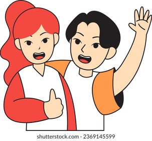 Vector illustration on the theme of fun friendship