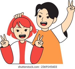 Vector illustration on the theme of fun friendship