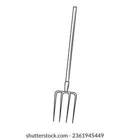 Vector illustration on the theme of garden and vegetable garden, garden forks in outline style on white background