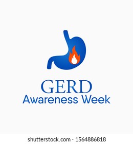 Vector Illustration On The Theme Of Gastroesophaegal Reflux Disease Or GERD Awareness Week In November.