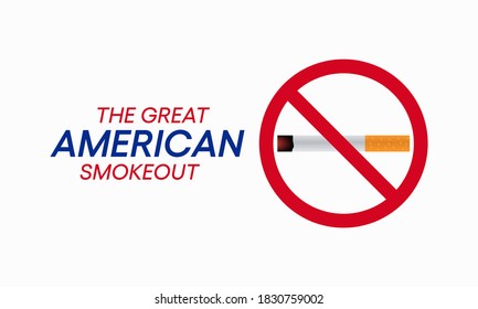 Vector Illustration On The Theme Of Great American Smokeout Observed Each Year On Third Thursday In November.