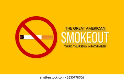 Vector Illustration On The Theme Of Great American Smokeout Observed Each Year On Third Thursday In November.