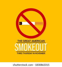 Vector Illustration On The Theme Of Great American Smokeout Observed Each Year On Third Thursday In November.