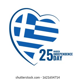 Vector Illustration on the theme Greek Independence Day. Greek flag in heart shaped
