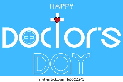 Vector illustration on the theme of Happy Doctor`s Day. Celebrated March 30th. Congratulations text,icon design, medical logo.