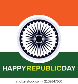 Vektorgrafik zum Thema "Happy Republic Day"auf Flaggenhintergrund