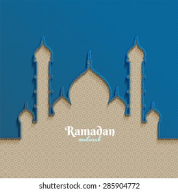 Vector illustration on the theme of a happy Ramadan Mubarak, label, logo