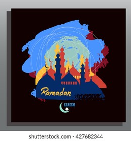 Vector illustration on the theme of a happy Ramadan Mubarak,
